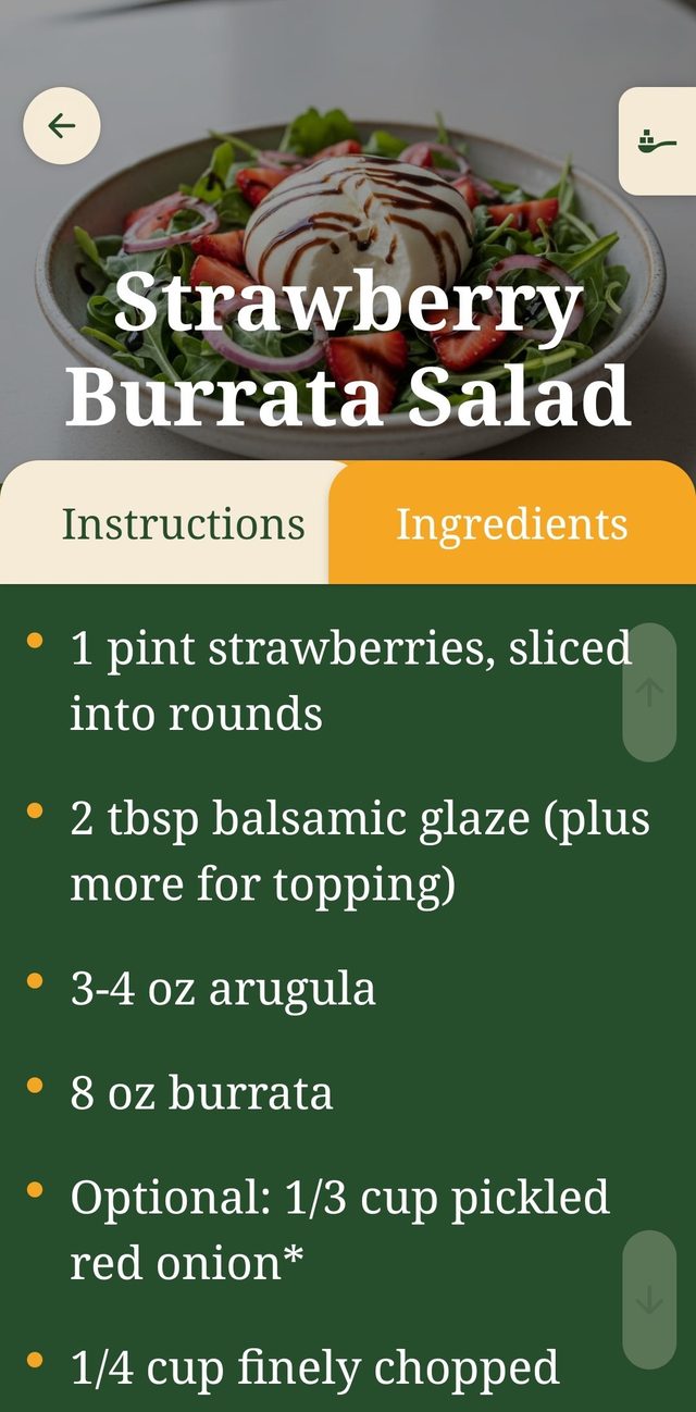Cook Mode ingredients tab listing each ingredient with its amount.